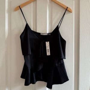Alice + Olivia Katherine Ruffle Cami Satin Tank Sz M